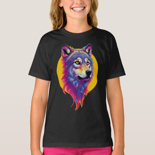 Colorful Wolf portret T-shirt (Voorkant)