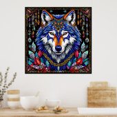 Colorful Wolf Poster (Keuken)