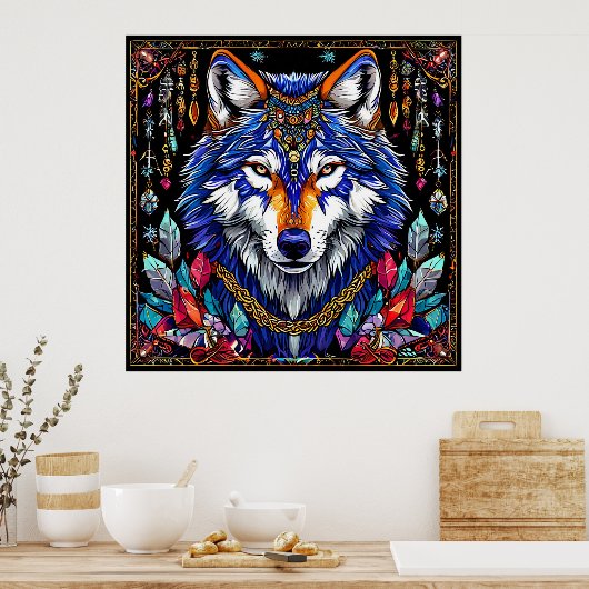Colorful Wolf Poster (Keuken)