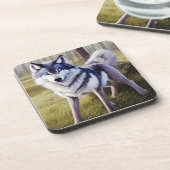 Colorful Wolf Standing Bier Onderzetter (Linkerzijde)