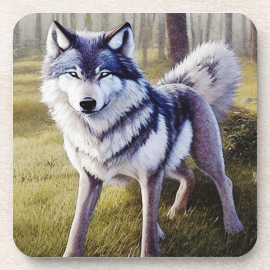 Colorful Wolf Standing Bier Onderzetter (Voorkant)