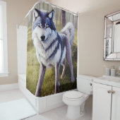 Colorful Wolf Standing Douchegordijn (In situ)