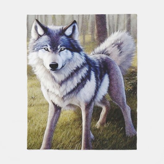 Colorful Wolf Standing Fleece Deken (Voorkant)