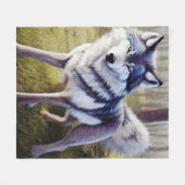 Colorful Wolf Standing Fleece Deken (Voorkant (Horizontaal))