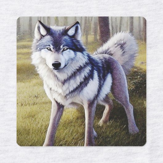 Colorful Wolf Standing Labels (Design 1)