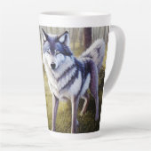 Colorful Wolf Standing Latte Mok (Rechterhoek)