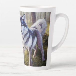 Colorful Wolf Standing Latte Mok