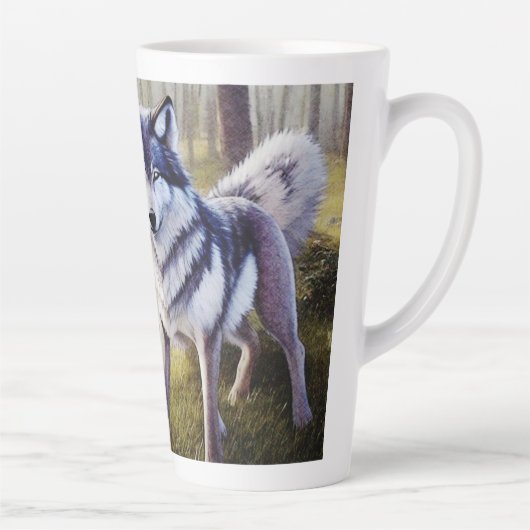 Colorful Wolf Standing Latte Mok (Rechts)