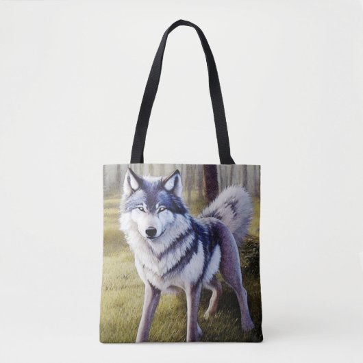 Colorful Wolf Standing Tote Bag (Voorkant)