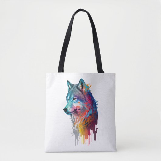 Colorful Wolf Tote Bag (Voorkant)