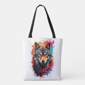 Colorful Wolf Tote Bag (Achterkant)