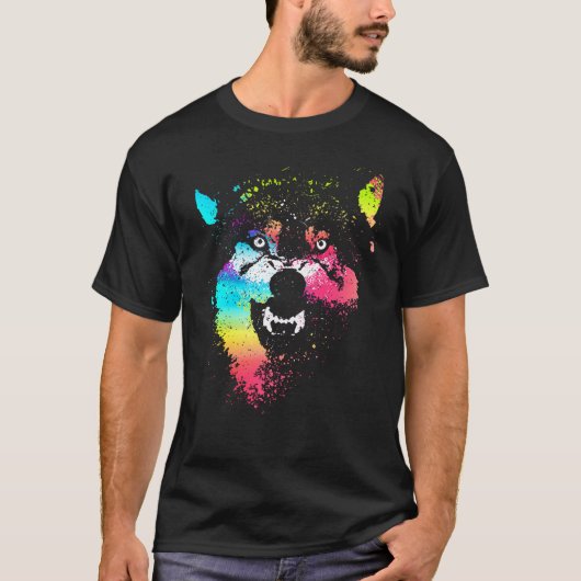 Colorful wolves t-shirt (Voorkant)
