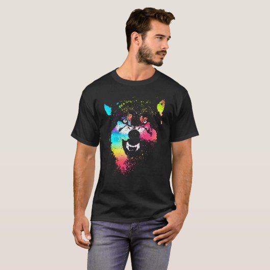 Colorful wolves t-shirt (Voorkant volledig)