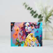 Colorful Woman and Butterflies Briefkaart (Staand voorkant)