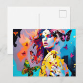 Colorful Woman and Butterflies Briefkaart (Voorkant / Achterkant)
