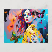 Colorful Woman and Butterflies Briefkaart (Voorkant)