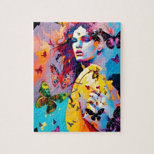 Colorful Woman and Butterflies Legpuzzel (Verticaal)