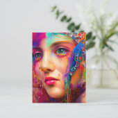 Colorful Woman bedekt met Briefkaart verf (Staand voorkant)