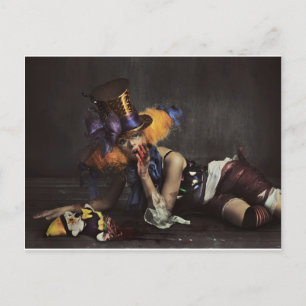 Colorful Woman Gedrukt als clown Briefkaart