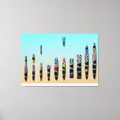 Colorful women dancing geometric silloute canvas afdruk (Voorkant)