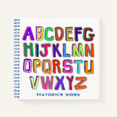 Colorful Wonky Alphabet Letters Persoonlijke Kinde Notitieboek (Voorkant)