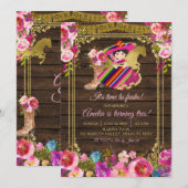 Colorful Wood Charro Fiesta Girl Turning Tres Invi Kaart (Voorkant / Achterkant)