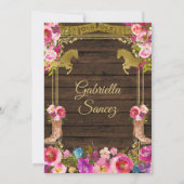 Colorful Wood Charro Pink Fiesta Cinco Party Invit Kaart (Achterkant)