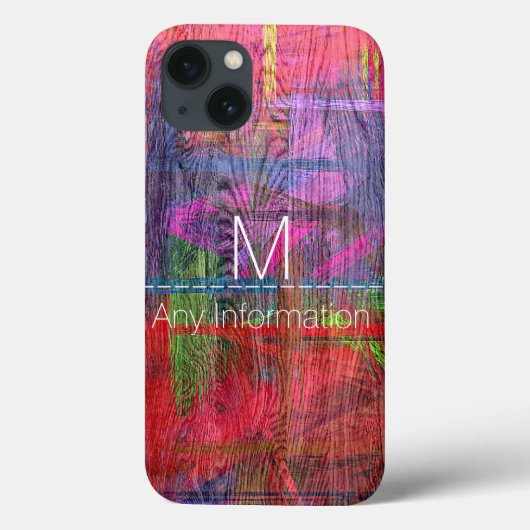 Colorful Wood Grain Monogram Case-Mate iPhone Case (Achterkant)