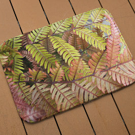 Colorful Woodland Ferns Floral Badmat
