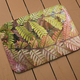 Colorful Woodland Ferns Floral Badmat