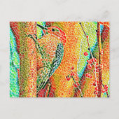 Colorful Woodpecker in Tree Faux Mosaic Briefkaart (Voorkant)