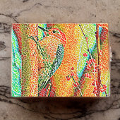 Colorful Woodpecker in Tree Faux Mosaic Briefkaart