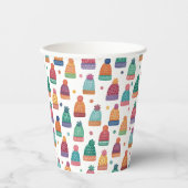 Colorful Woolly Hats Winter Papieren Bekers (Voorkant)