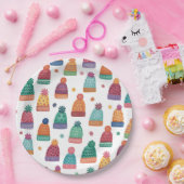 Colorful Woolly Hats Winter Papieren Bordje (Feest)