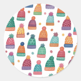 Colorful Woolly Hats Winter Ronde Sticker