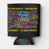 Colorful Word Art Cheers in vele talen Blikjeskoeler (Voorkant)