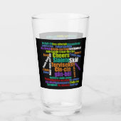 Colorful Word Art Cheers in vele talen Glas (Achterkant)