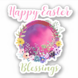 Colorful World Happy Easter Blessing Custom Text Sticker
