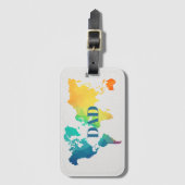 Colorful World Map DAD Custom Monogram Name  Bagagelabel (Voorkant (verticaal))