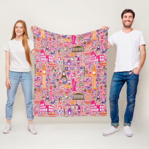 Colorful World Pattern Fleece Deken