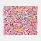 Colorful World Pattern Fleece Deken (Voorkant (Horizontaal))