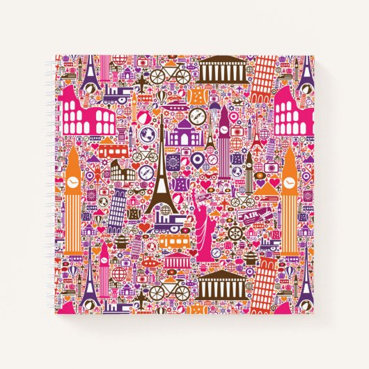 Colorful World Pattern Notitieboek (Voorkant)