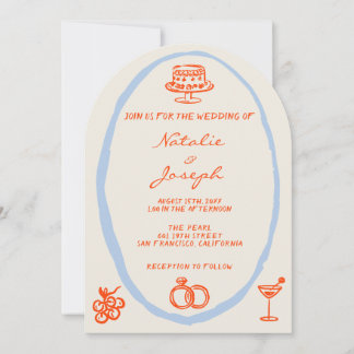 Colorful Written Painted Whimsical Arched Wedding Kaart