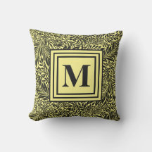 Colorful Yellow and Black Botanical Monogramed
