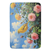 Colorful yellow bird and pretty pink roses badmat (Voorkant Verticaal)