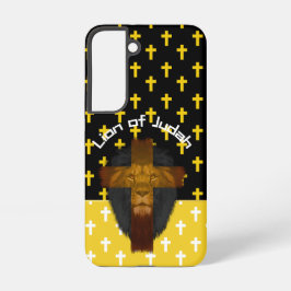 Colorful Yellow Black White Cross Lion of Judah Samsung Galaxy Hoesje