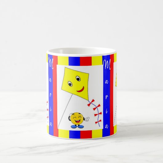 Colorful Yellow Blue Kite Stripe Mok (Center)