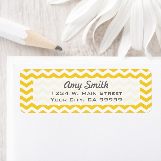 Colorful Yellow Chevron Zigzag Pattern Etiket (Insitu)