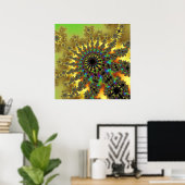 Colorful Yellow en Gold Fractal Poster (Thuiskantoor)
