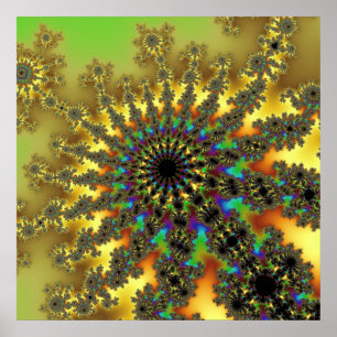 Colorful Yellow en Gold Fractal Poster